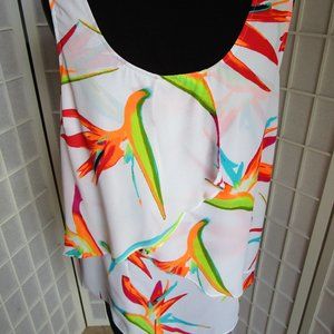 Tropical Print Sleeveless Top